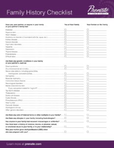 Family history checklist for OBGYN