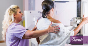 Woman getting a mammogram