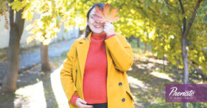Pregnant woman in autumn
