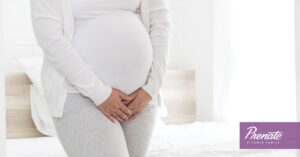 Pregnant women holding bladder